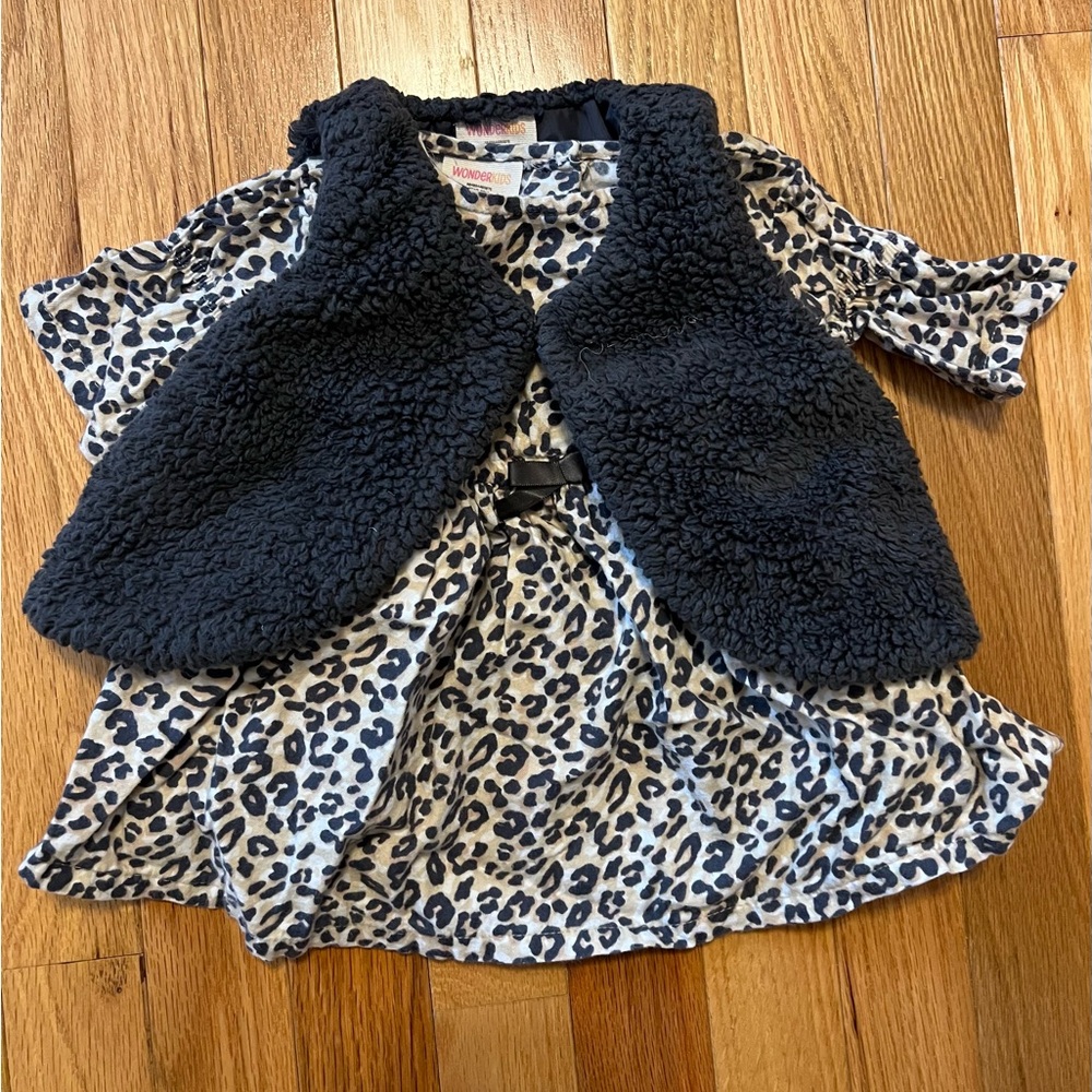 12 month girl leopard print dress and vest